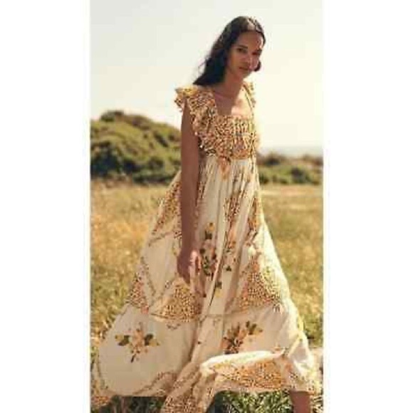 FARM Rio Dresses & Skirts - FARM Rio Off White Cashew Crossed Back Maxi Dress